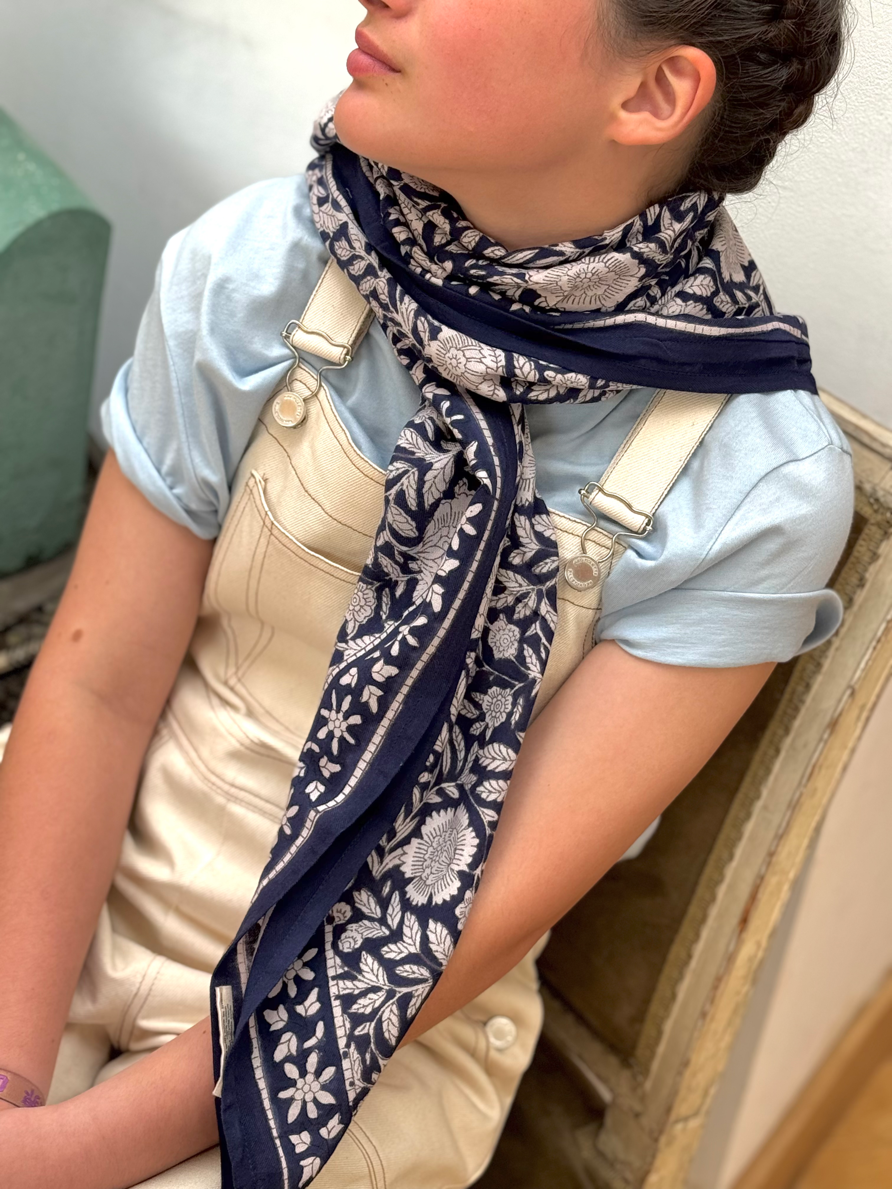 Foulard coton bleu Antioche