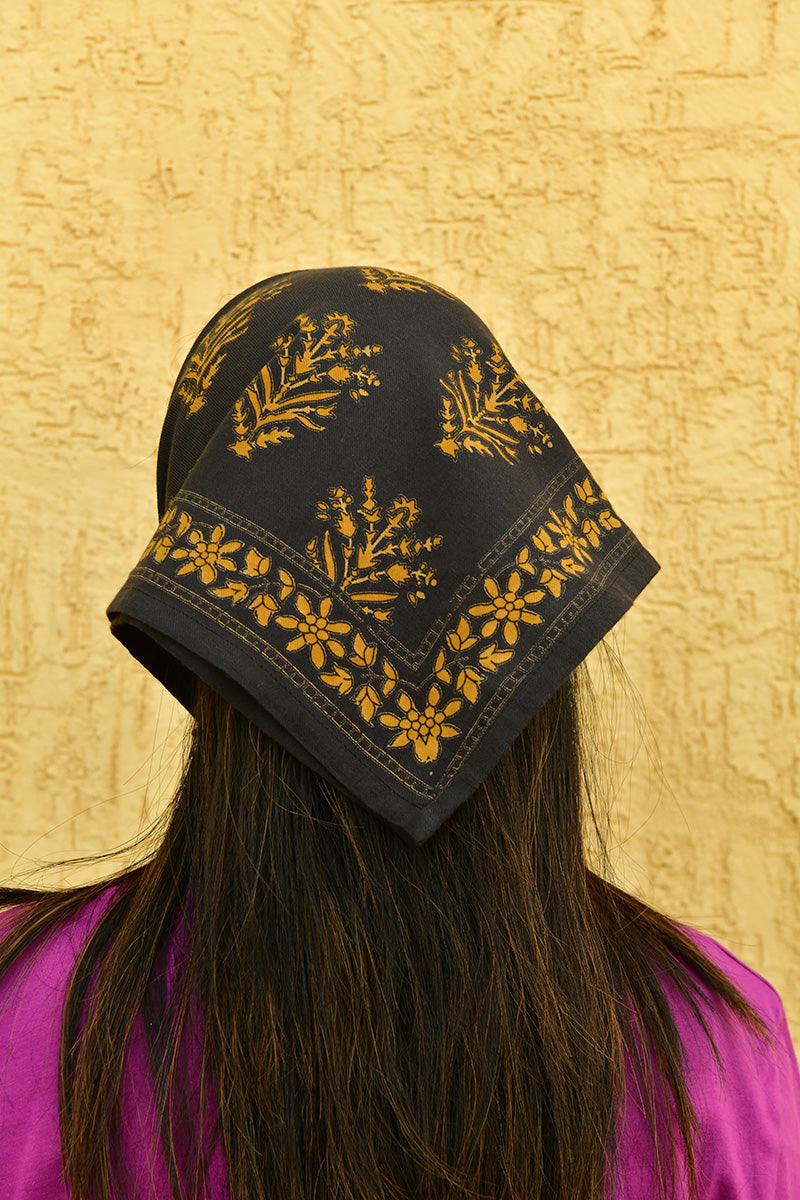 Petit foulard indien fleurs galatie nuit