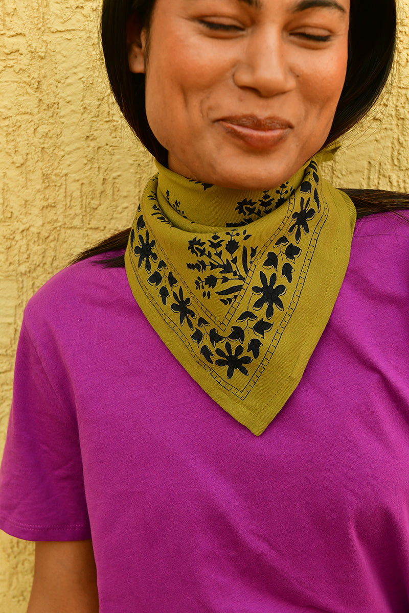 Petit foulard galatie vert et bleu