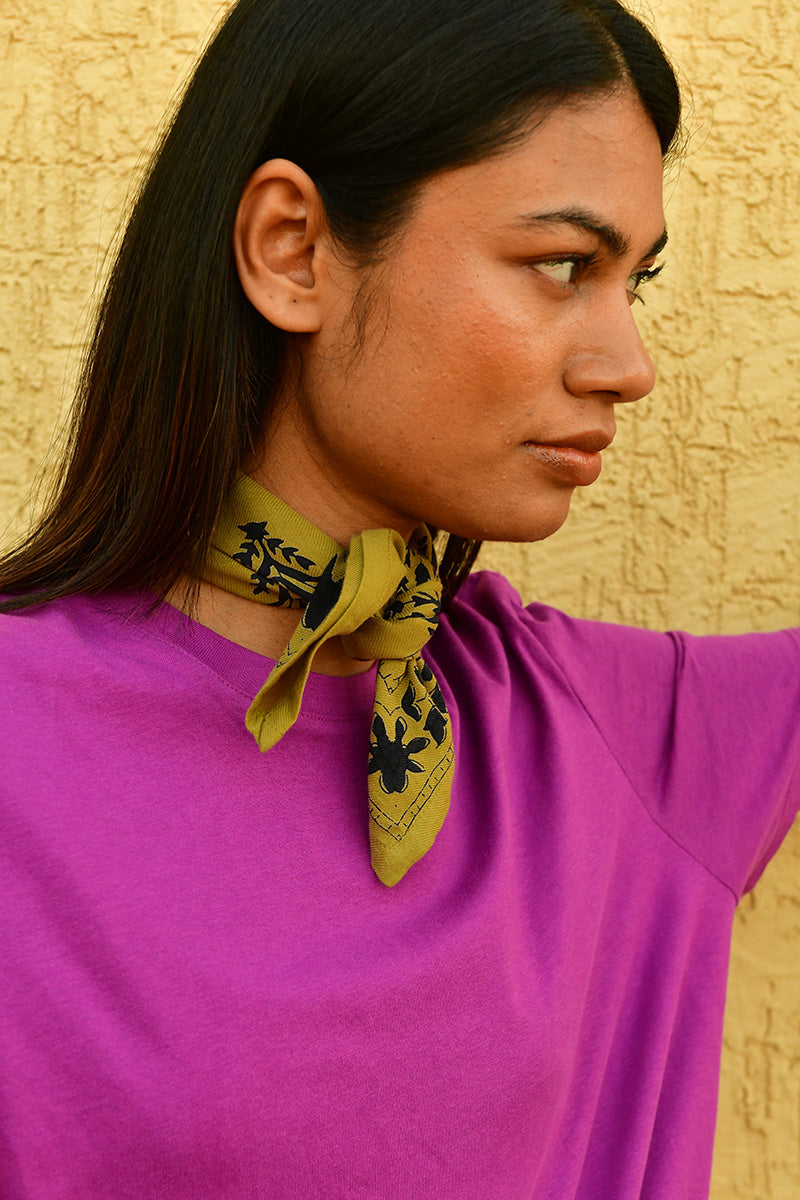Petit foulard indien galatie vert en coton doux