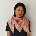 Grand foulard indien femme en coton rose hélios