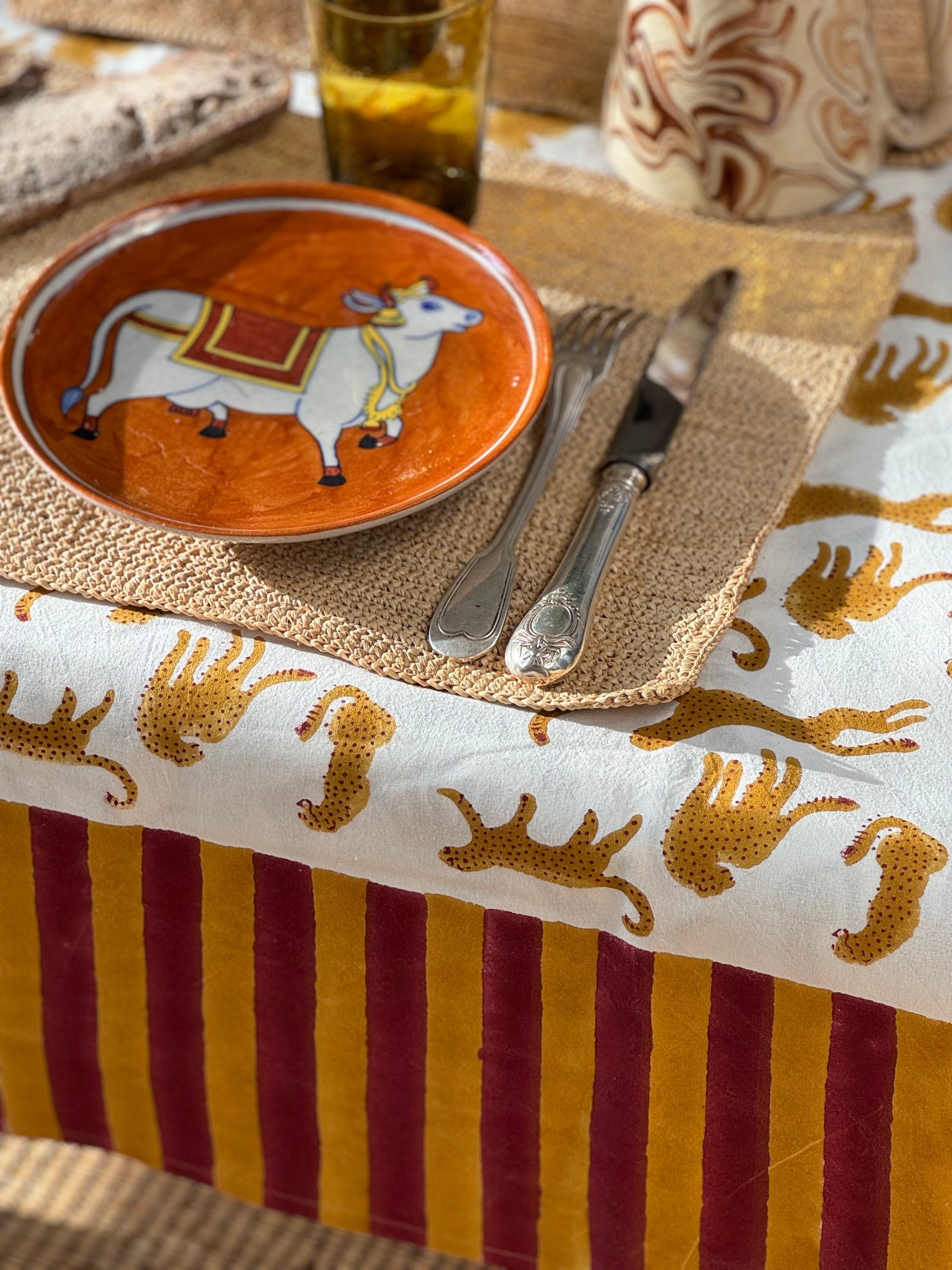 Nappe indienne coton fauve byzantine