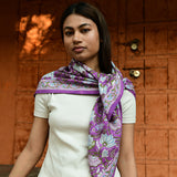 Foulard fleuri violet 114