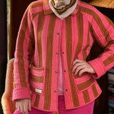 Veste matelassée JOSEPH rayée rose et noisette