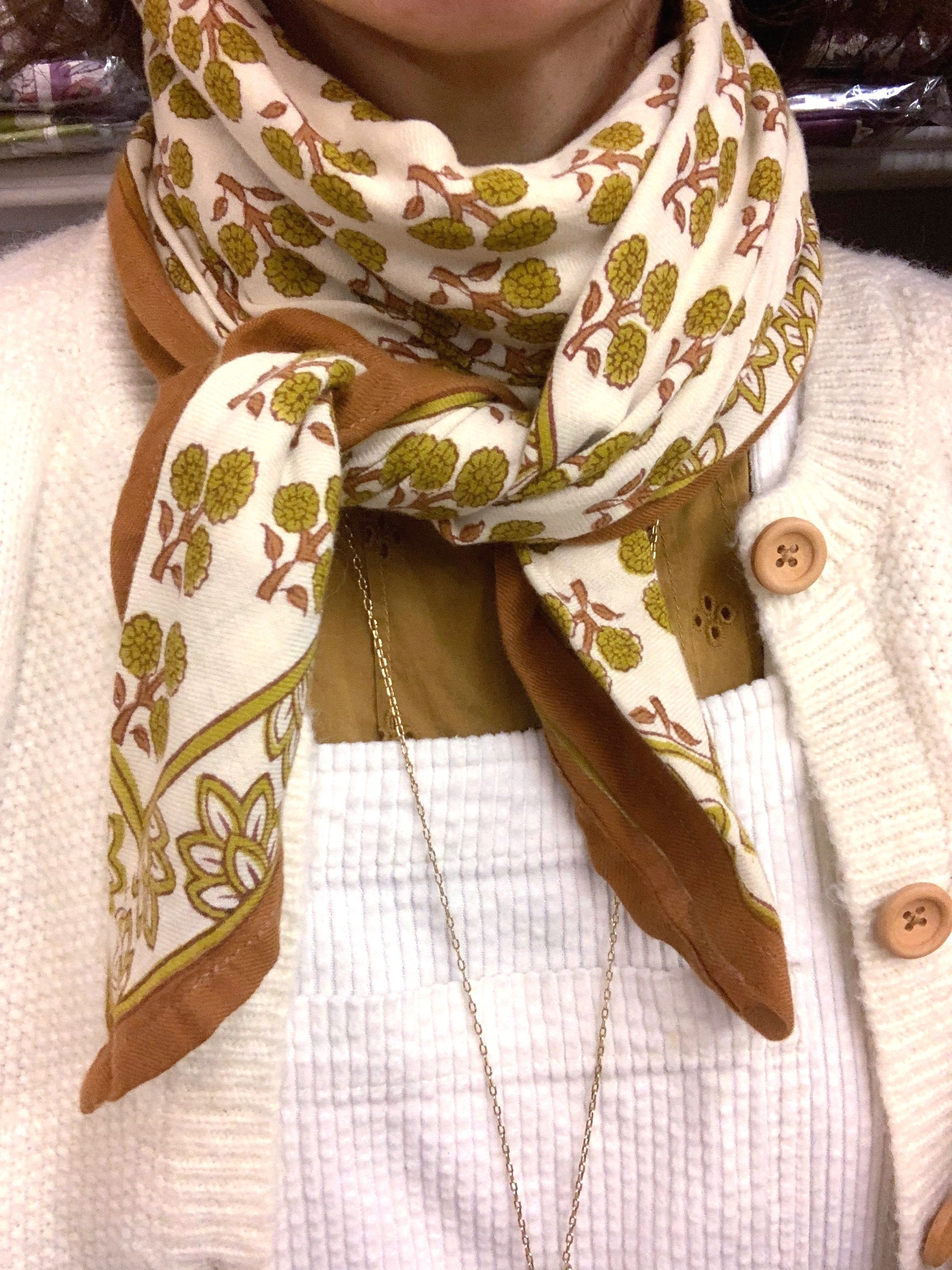 Foulard blockprint Ninive Moutarde - byzantine APW - 4.jpg