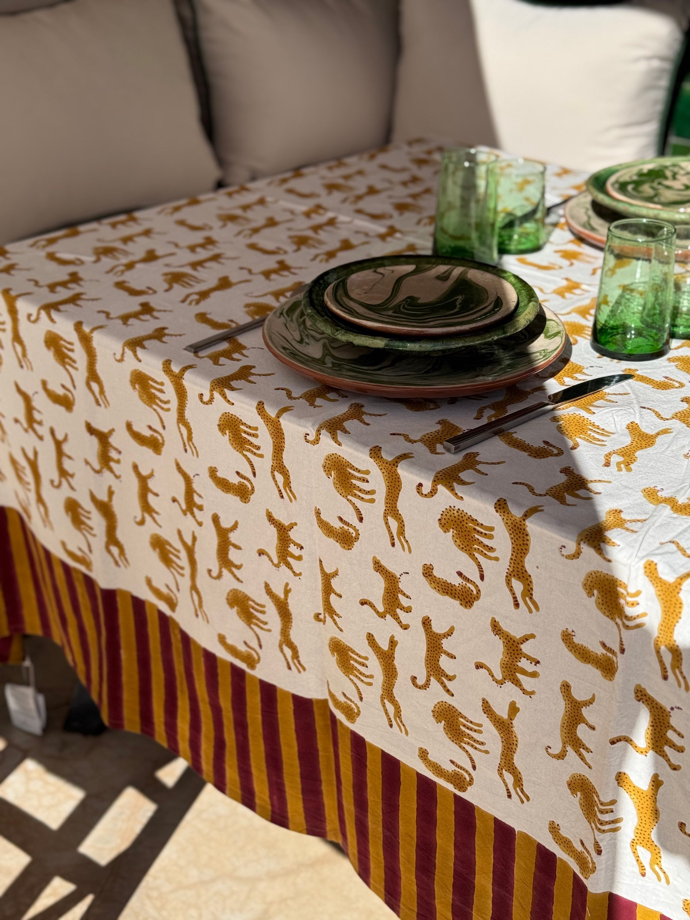 Nappe indienne écrue fauve byzantine