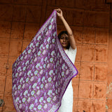 Grand foulard indien en coton imprimé à la main violet 114