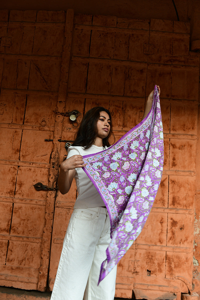 Foulard violet Block Print indien 114