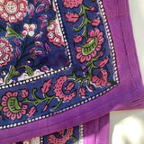 Foulard Bougainvilliers Bleu en coton blockprint indien - byzantine APW - 2.jpg.jpg