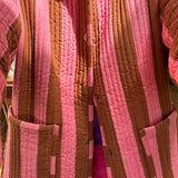 Veste matelassée JOSEPH rayée rose et noisette