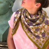 grand foulard blockprint penelope myrtille byzantine vert coton 
