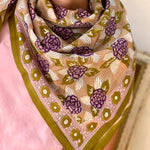 grand foulard blockprint indien penelope vert myrtille byzantine