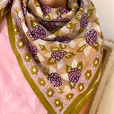 grand foulard blockprint indien penelope vert myrtille byzantine