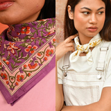 Duo de Petits Foulards – GALATIE Écru & CALYPSO Violet