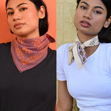 Duo de Petits Foulards – GALATIE Flame & ANASTASE Latte