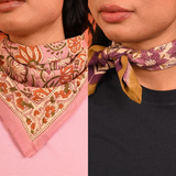 Duo de Petits Foulards – N°114 Rose & HÉLIOS Écru