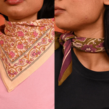 Duo de Petits Foulards – TULIPA Rose & HÉLIOS Kaki
