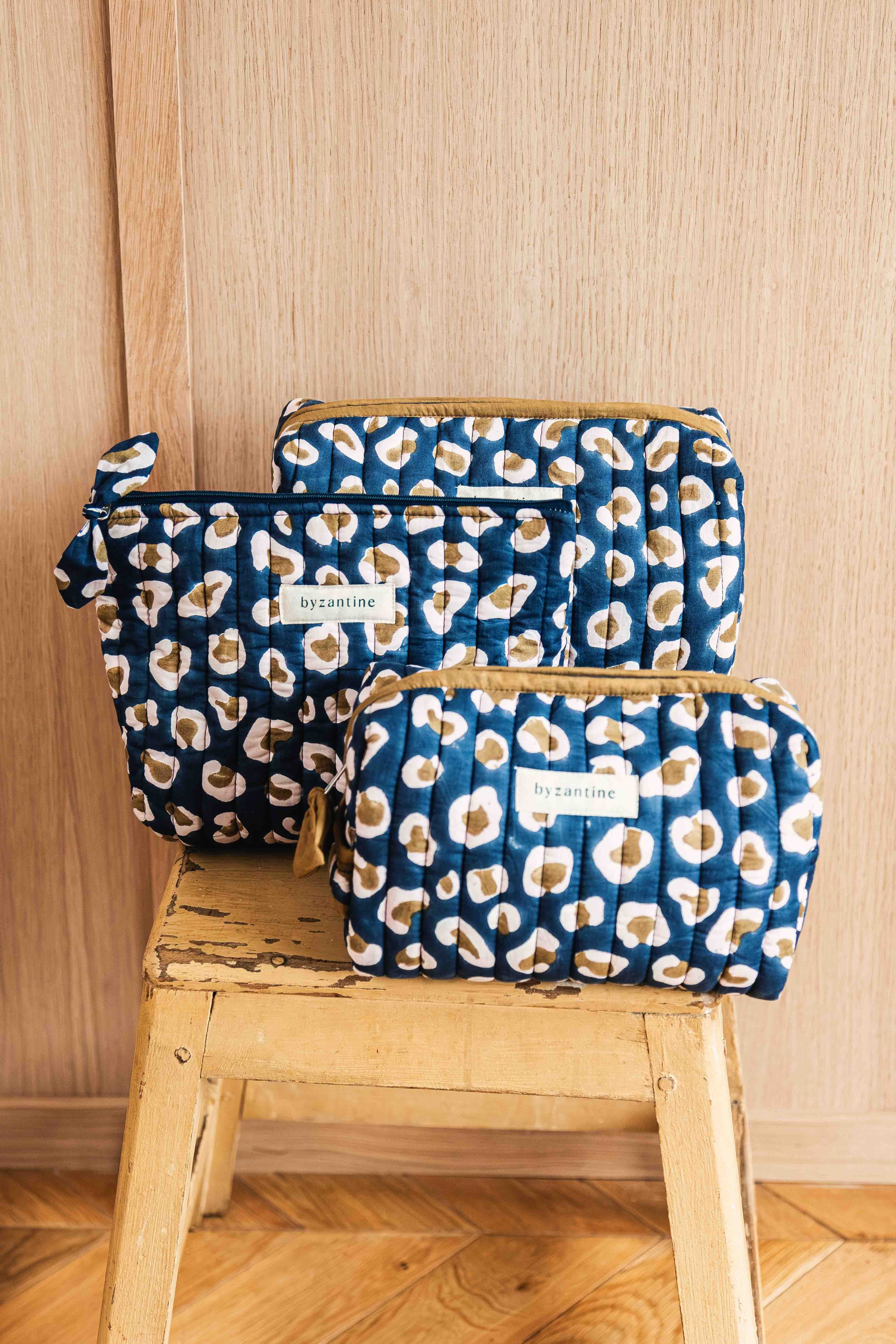 Trousses de toilette léopard bleu femme