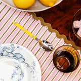 Set de table en coton matelassé rayé rose