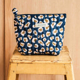 Grande trousse beauté femme léopard bleu marine