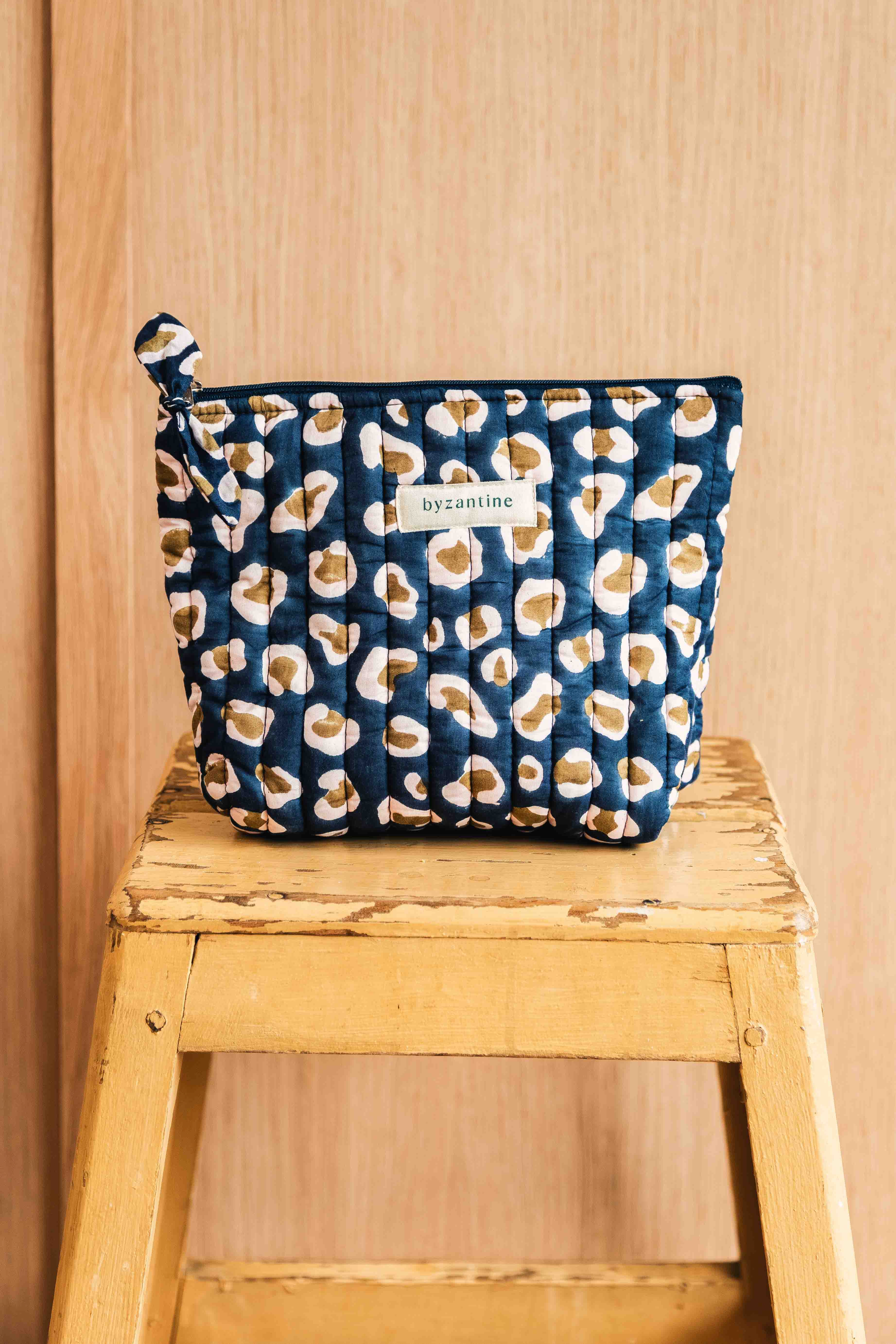 Grande trousse beauté femme léopard bleu marine