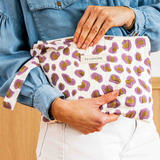 Duo Pochette & Porte-cartes – LÉOPARD Écru et Violet