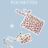 Duo Pochette & Porte-cartes – LÉOPARD Écru et Violet