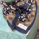 Foulard 60x60cm LÉOPARD Bleu Marine