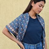 Grand foulard bleu à petites fleurs Anastase de byzantine
