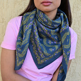 Grand foulard ANTOINETTE Bleu marine
