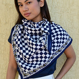 Grand foulard CHECKS Bleu marine