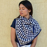 Grand foulard CHECKS Bleu marine
