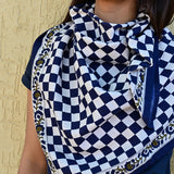 Grand foulard CHECKS Bleu marine