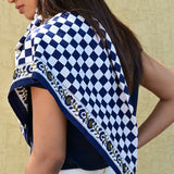 Grand foulard CHECKS Bleu marine