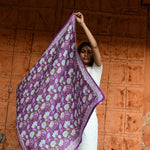 Grand foulard indien en coton imprimé à la main violet 114