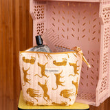 Grande trousse beauté Fauve Rose de Byzantine, guépards ocre, avec un flacon de parfum