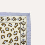 Foulard 60x60cm LÉOPARD Écru et Bleu ciel