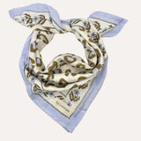 Foulard 60x60cm LÉOPARD Écru et Bleu ciel
