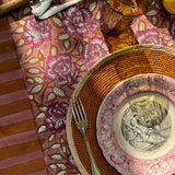 Nappe N°113 Vieux rose avec assiette et set de table en paille