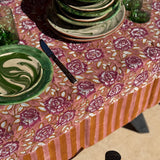 Nappe N°113 Vieux rose de byzantine avec vaisselle verte