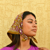 Petit foulard indien 115 caramel fichu byzantine
