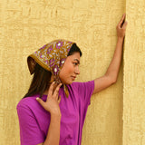 Petit foulard indien coton 115 caramel byzantine