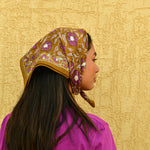 Petit foulard fleuri 115 caramel byzantine