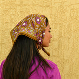 Petit foulard fleuri 115 caramel byzantine