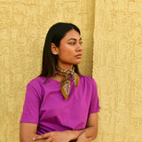 Petit foulard indien femme 115 caramel byzantine