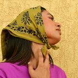 Petit foulard en coton indien femme galatie vert de byzantine