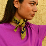 Petit foulard indien galatie vert en coton doux