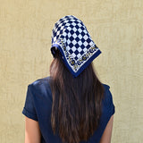 Petit foulard CHECKS Bleu marine