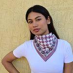 Petit foulard Checks à carreaux violet et blanc Byzantine