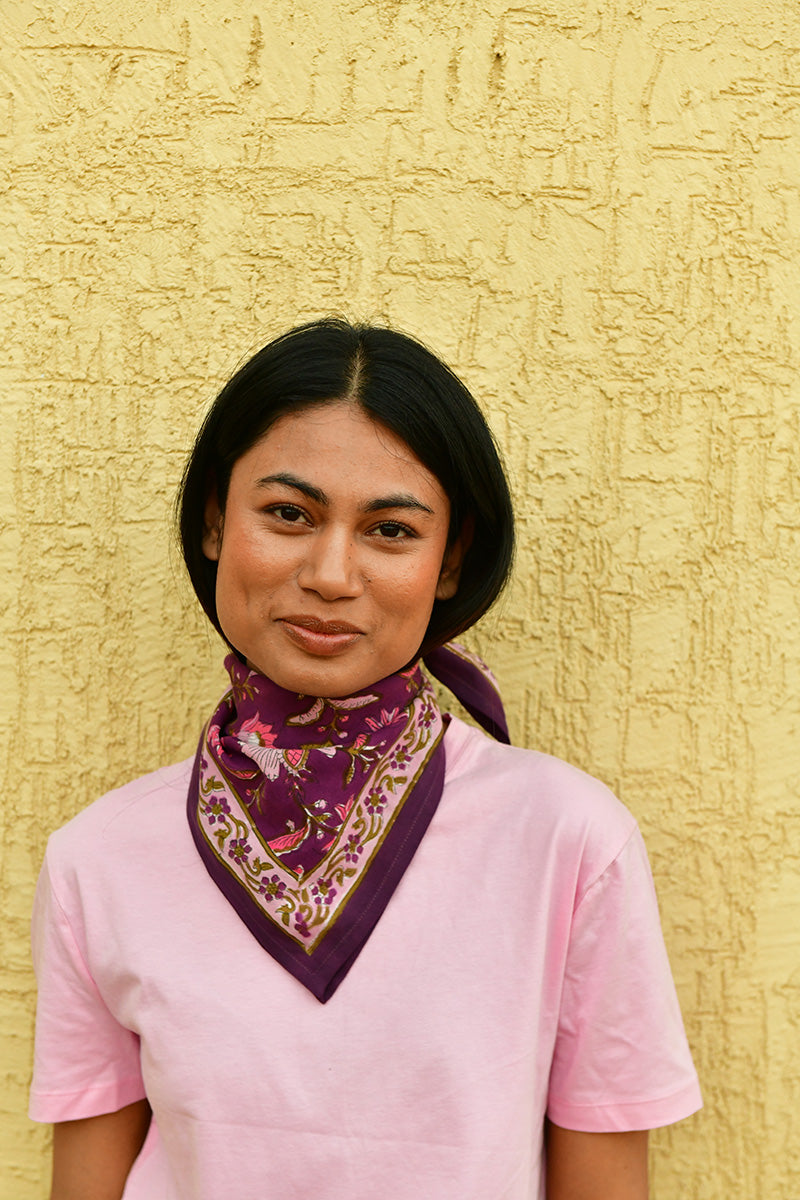 Petit foulard indien couleur betterave